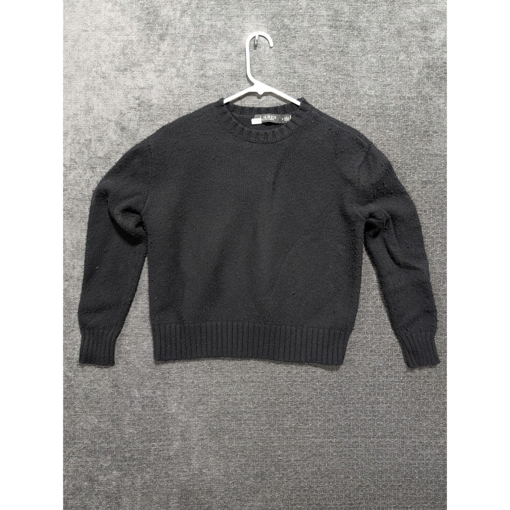 Lauren Ralph Lauren Womens Black Crewneck Knit Long Sleeve Sweater 1488